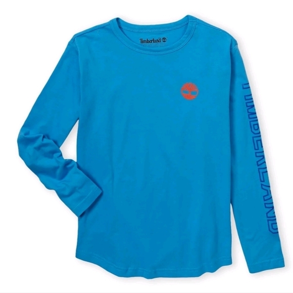 Timberland Boys' Long Sleeve Tree Logo Graphic T-Shirt Blue size Large - Picture 1 of 7